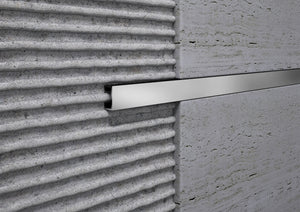 Profilo Listello in ALLUMINIO a vista piatta per piastrelle. Barra 2.5 M FINITURA: Alluminio opaco, Misura: MM 10X8