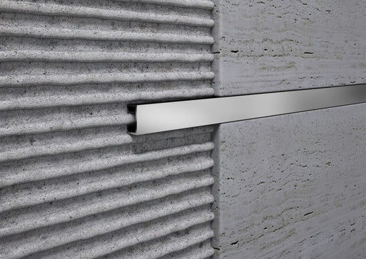 Profilo Listello in ALLUMINIO a vista piatta per piastrelle. Barra 2.5 M FINITURA: Alluminio opaco, Misura: MM 10X8