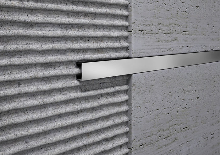 Profilo Listello in ALLUMINIO a vista piatta per piastrelle. Barra 2.5 M FINITURA: Alluminio opaco, Misura: MM 10X8