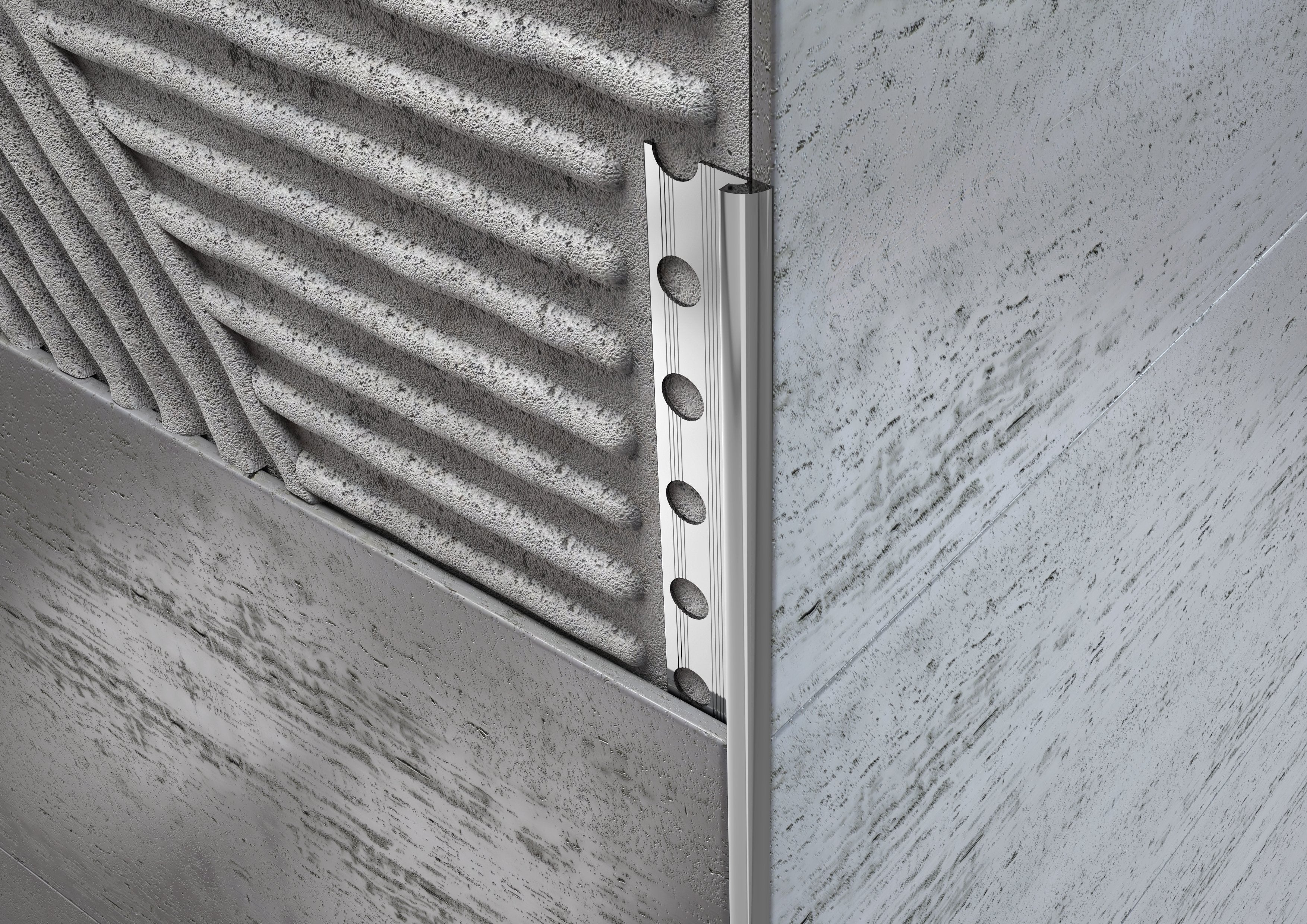 Profilo per bassi spessori 4.5 mm in ALLUMINIO angolo tondo per rivestimento. Barra 2.5 M Misura: 4.55 MM, FINITURA: Alluminio lucido