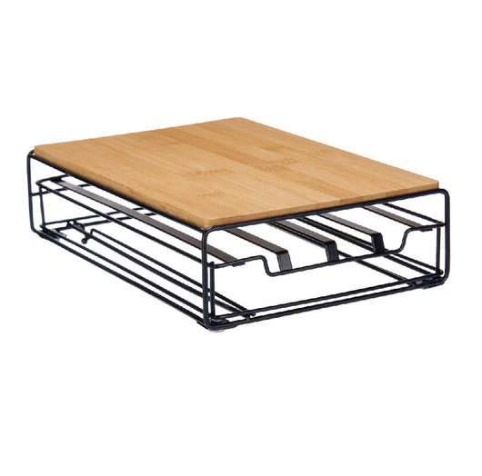 Cassetto Porta Capsule Nespresso 32Posti Metallo verniciato Bambù Vassoio Estraibile