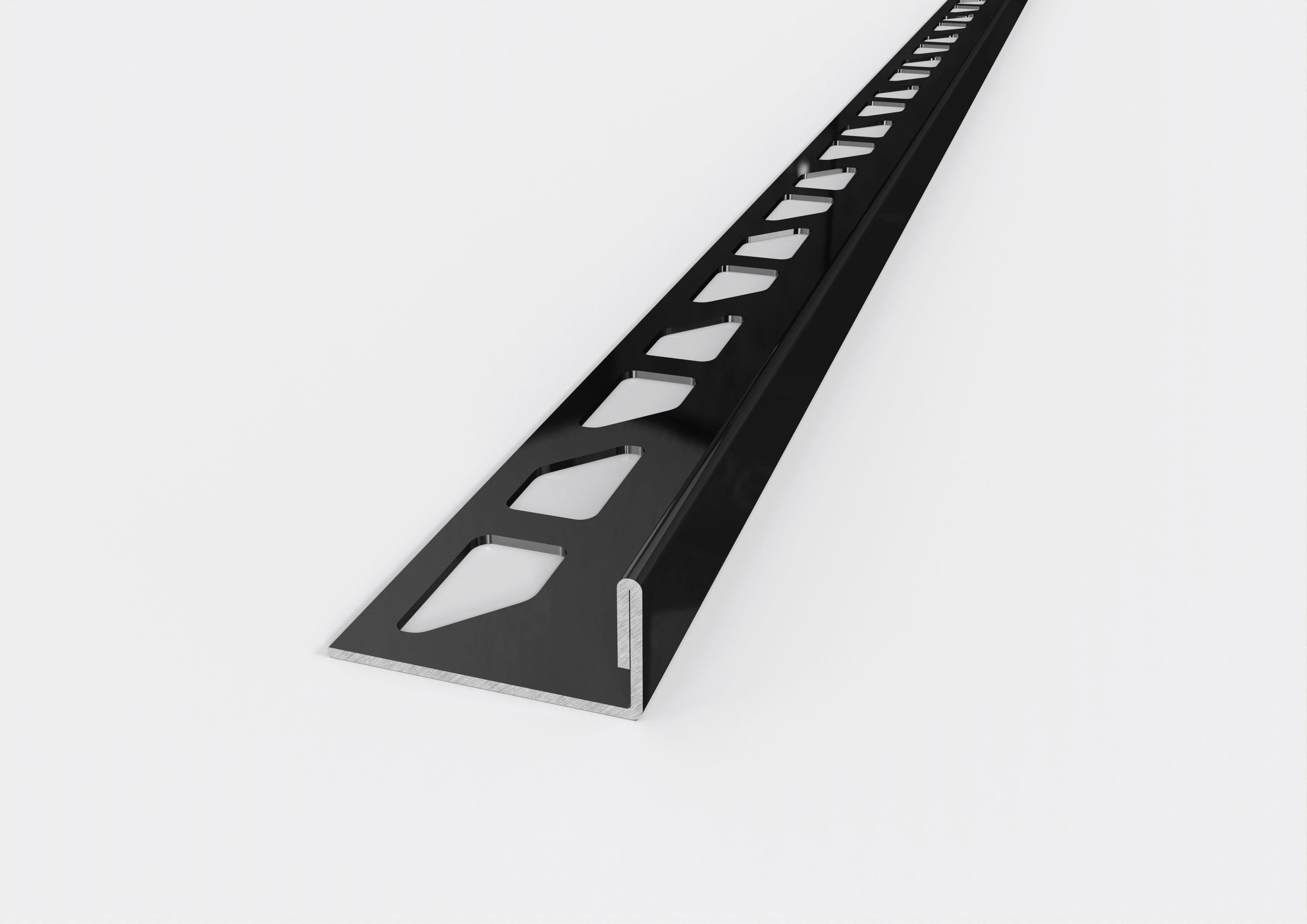 Profilo terminale e delimitazione in ACCIAIO nero opaco. Barra 2.5 M FINITURA: Nero opaco, Spessore mattonella: 10 MM