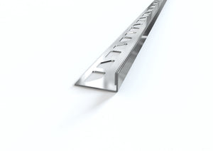 Profilo Terminale e Delimitazione in ACCIAIO per Piastrelle. Barra 2.5 M Spessore Acciaio Aisi 304: 0.8 mm, SPESSORE PER MATTONELLA: MM 10, FINITURA: Lucido