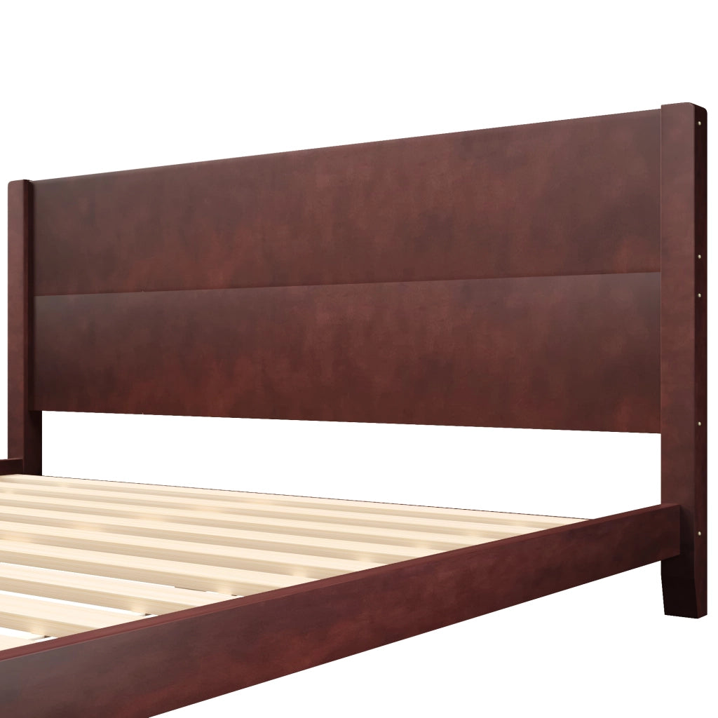 Letto matrimoniale 180 × 200 cm con testiera e supporto a doghe, senza materasso, in MDF e legno, marrone