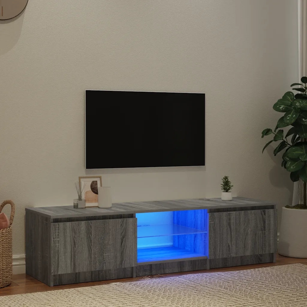 Mobile Porta TV con Luci LED Grigio Sonoma 140x40x36 cm 822682