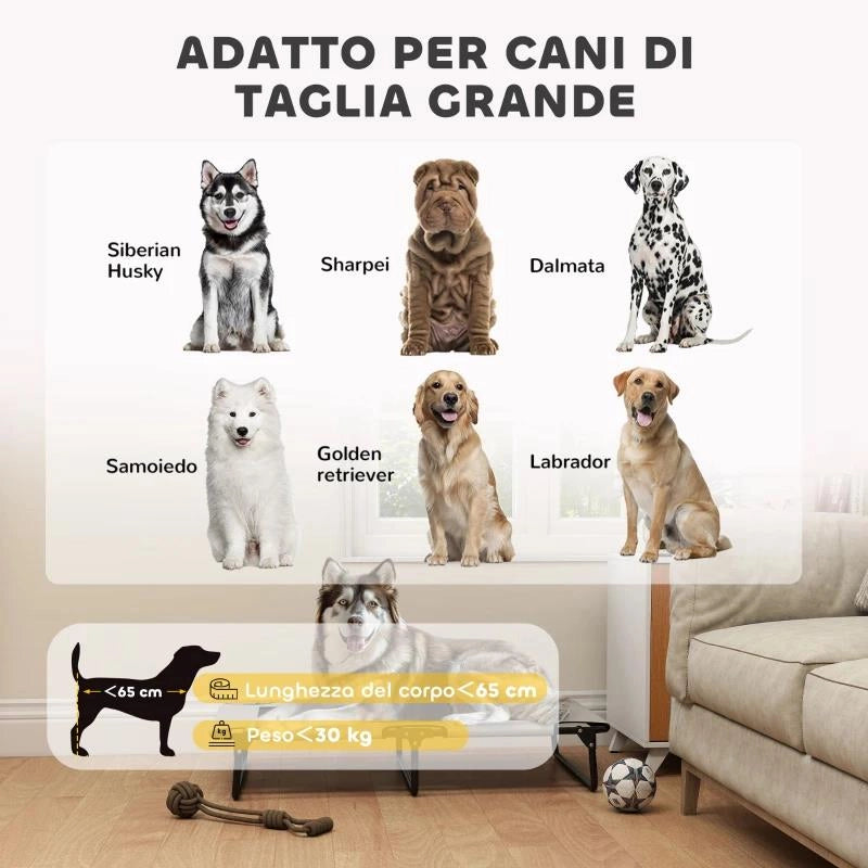 LETTO PER CANI GRANDI PIEGHEVOLE CON TESSUTO A RETE DA INTERNO ED ESTERNO, 107X61X20 CM, GRIGIO CHIARO