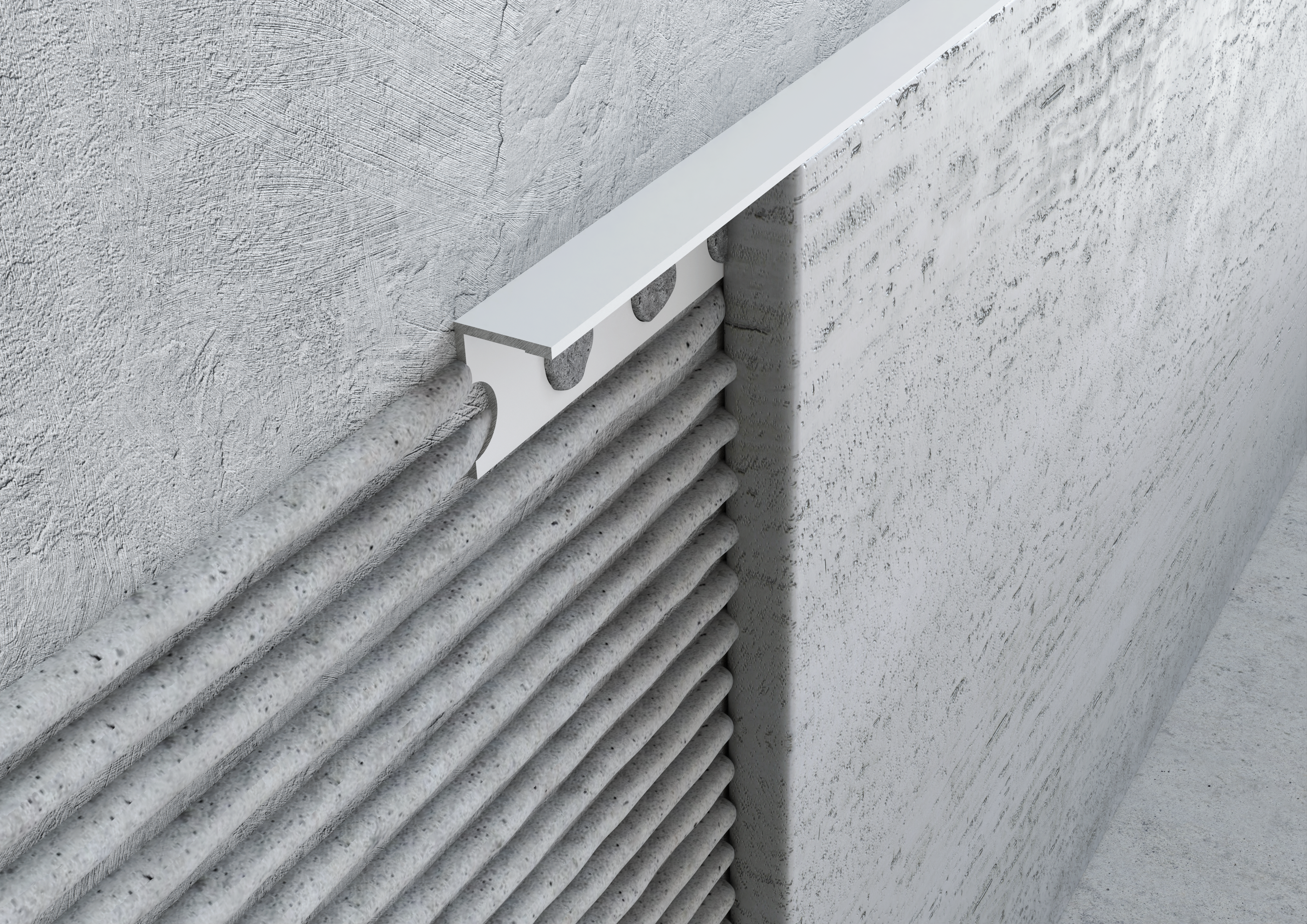 Profilo Terminale e Delimitazione in ALLUMINIO Bianco. Barra 2.5 m Misura: 8 MM, FINITURA: Bianco Lucido