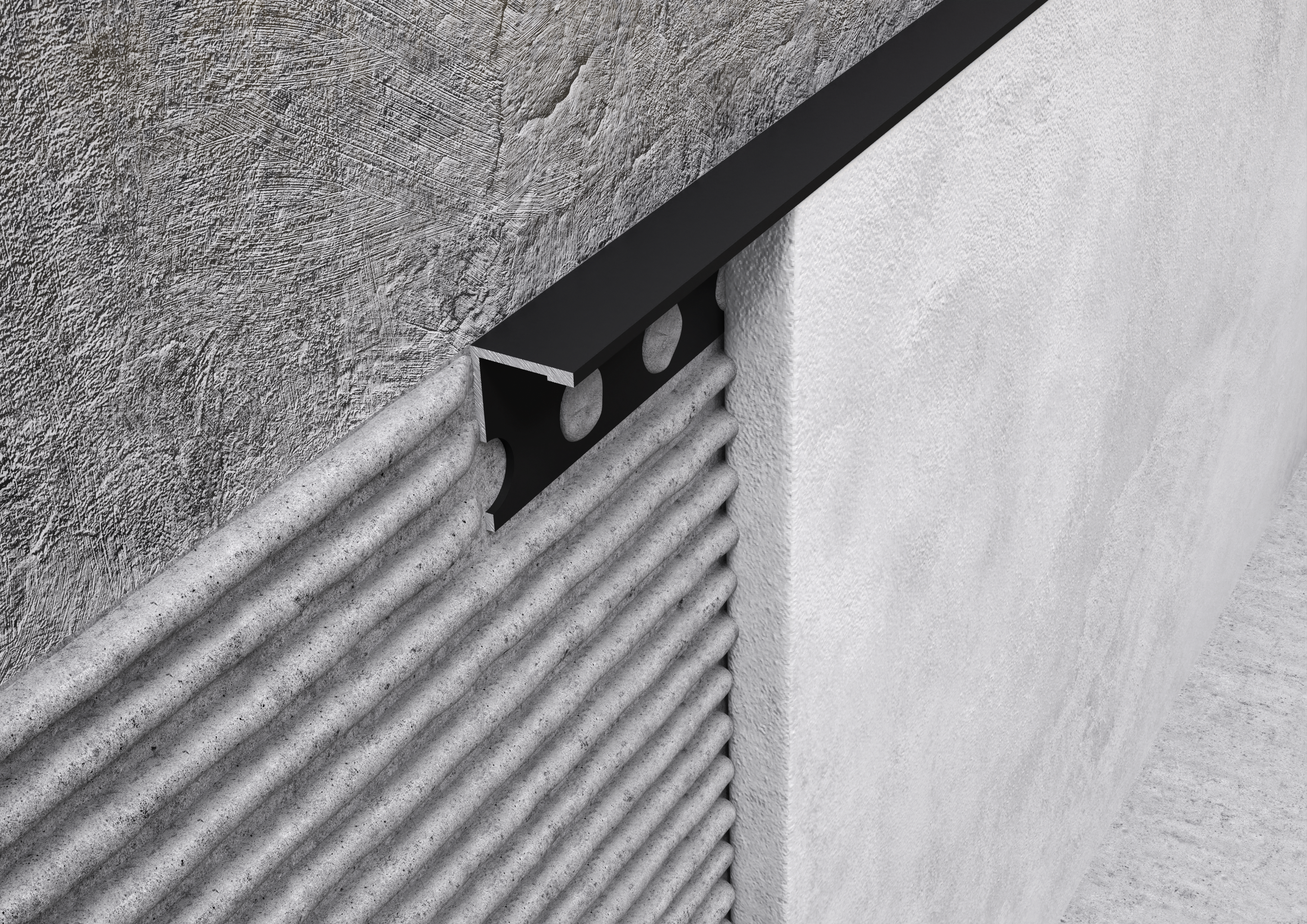 Profilo Terminale e Delimitazione in ALLUMINIO Nero Opaco. Barra 2.5 m Misura: 8 MM, FINITURA: Alluminio Nero Opaco