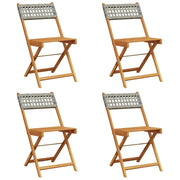 Sedie Giardino Pieghevoli 4 pz | Sedie da Esterno Grigie Polyrattan Legno Massello