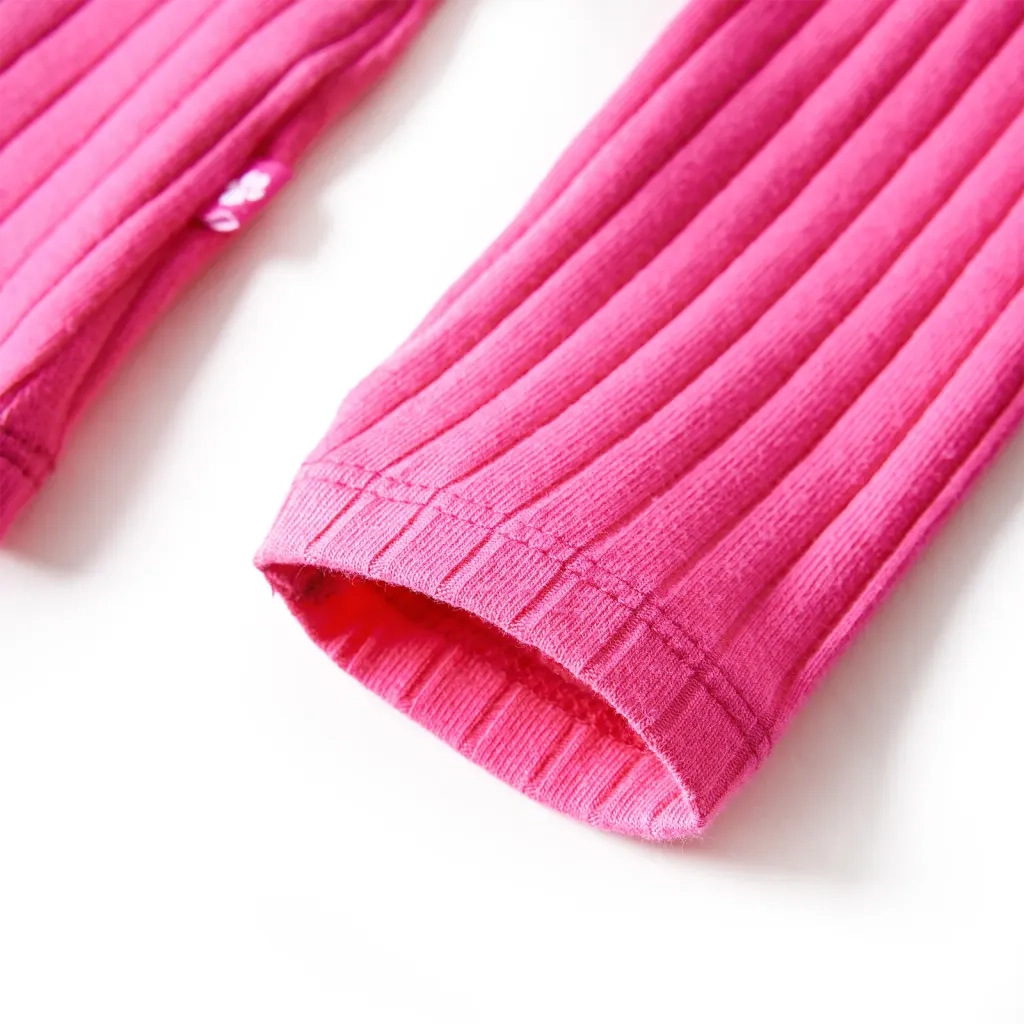 Maglietta da Bambina a Maniche Lunghe a Costine Fucsia 116 13841