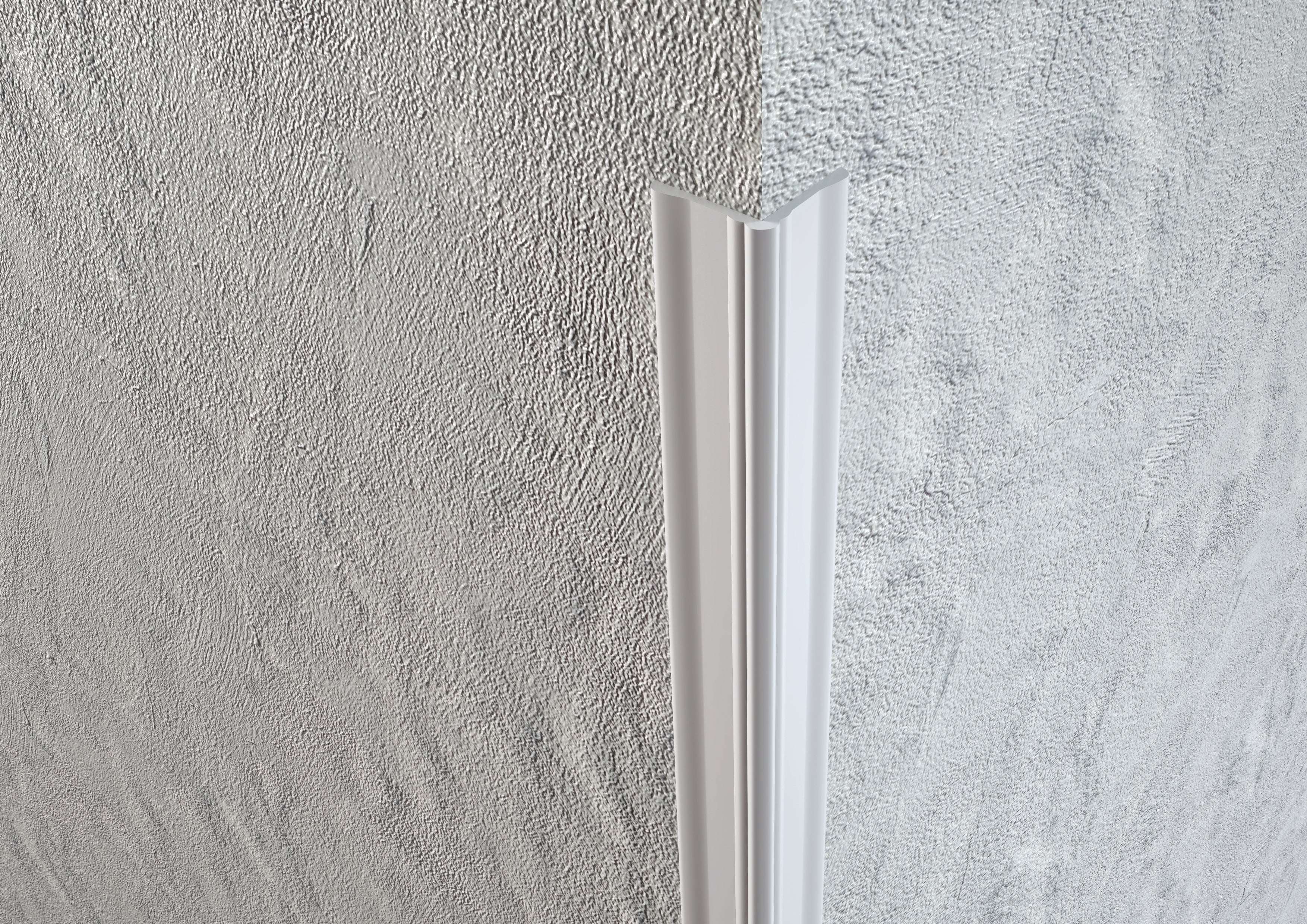 Profilo paraspigolo ornamentale in PVC. Barra 3 m Materiale: Paraspigolo ornamentale in plastica, Lunghezza: Barra 3 m, FINITURA: Frassino