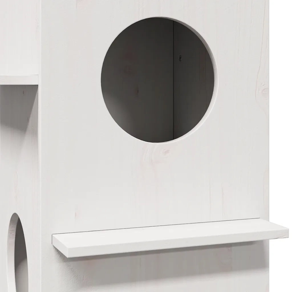 Cuccia per Gatti Bianca 43x43x60 cm in Legno Massello di Pino 859302