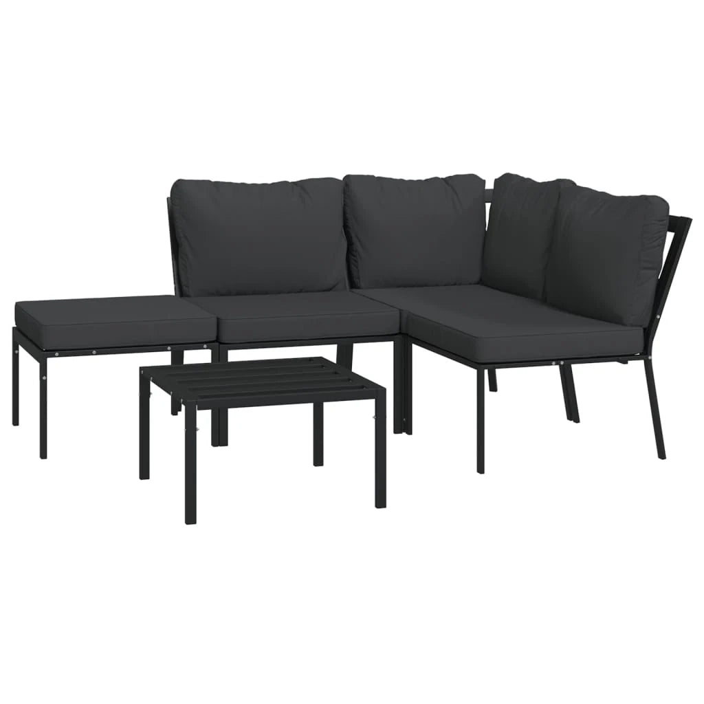 Set di mobili da giardino set da esterno 5 pezzi con cuscini grigio acciaio 02_0016379