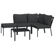 Set di mobili da giardino set da esterno 5 pezzi con cuscini grigio acciaio 02_0016379