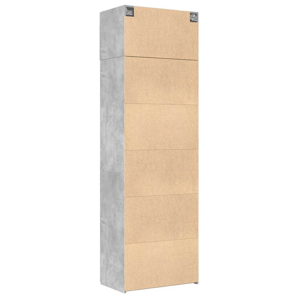 Mobile contenitore alto 70 x 42,5 x 225 cm con 8 scomparti design moderno e multifunzionale in legno composito grigio cemento 02_0055583