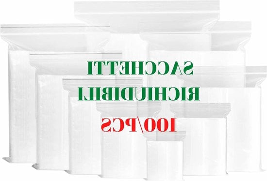 Zakche di plastica trasparenti e impermeabili - adatto per alimenti - con chiusura a ventosa - resistente al freddo - 100 pezzi - 30 x 40 cm