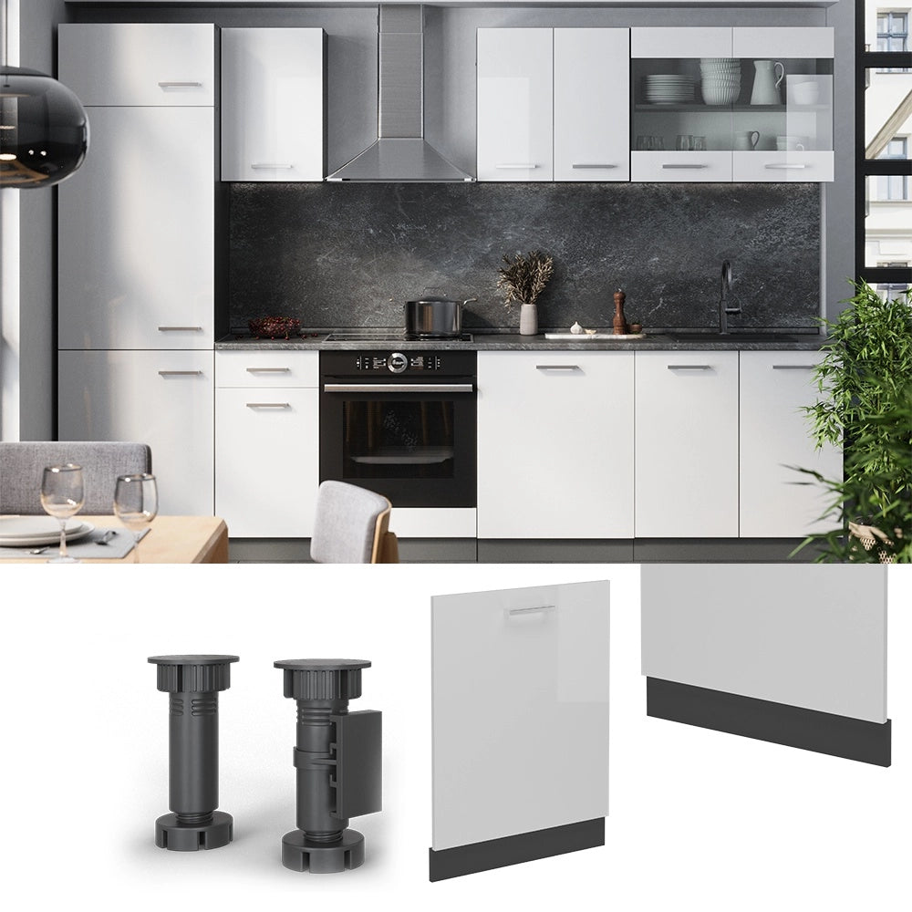 Pannello frontale della lavastoviglie R-Line Bianco lucido/Antracite 60 cm senza piano di lavoro Vicco