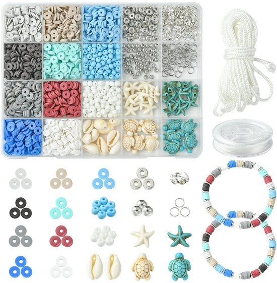 Kit per creare un bracciale amicizia - 20 pezzi di perle in zecca - 135g di perle in polimero