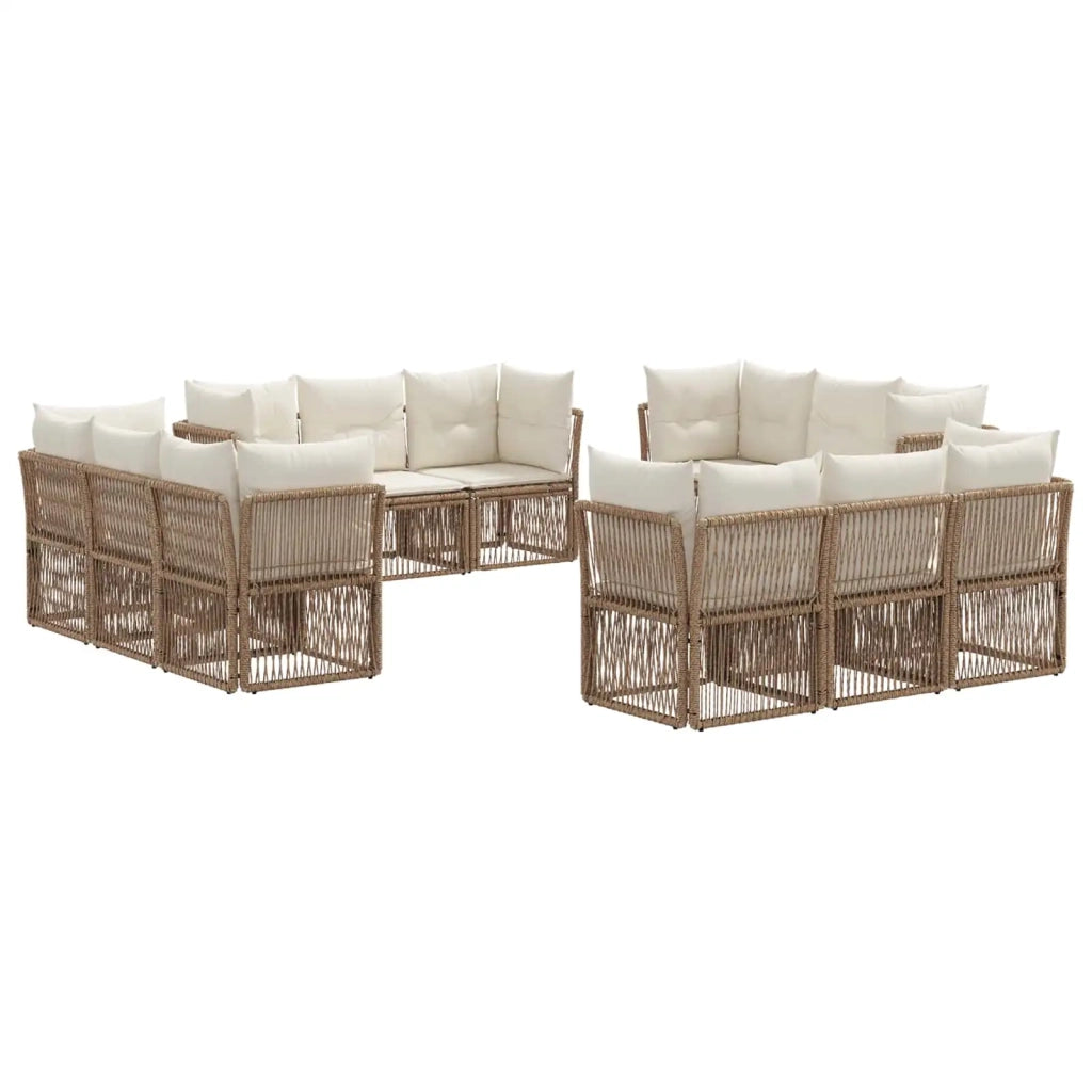 Set Divano da Giardino 12 pcs Beige polyrattan 3434148