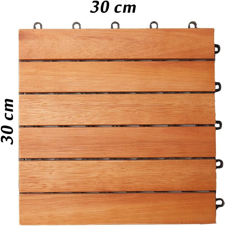 Casaria Piastrelle Legno Eucalipto 22pz Certificato FSC® Mattonelle 2m² ad Incastro 30x30cm Esterno