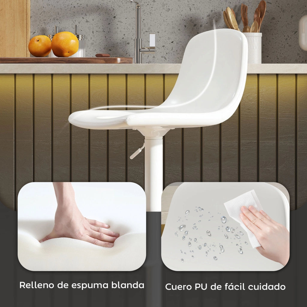 Sgabelli da Bar Regolabili 360¡ã con Schienale e Poggiapiedi ¨C Minimal ¨C Bianco 40.5x44x84-104 cm