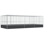 Voliera a gabbia con estensione in argento 725 x 307 x 212 cm acciaio argento 02_0045662