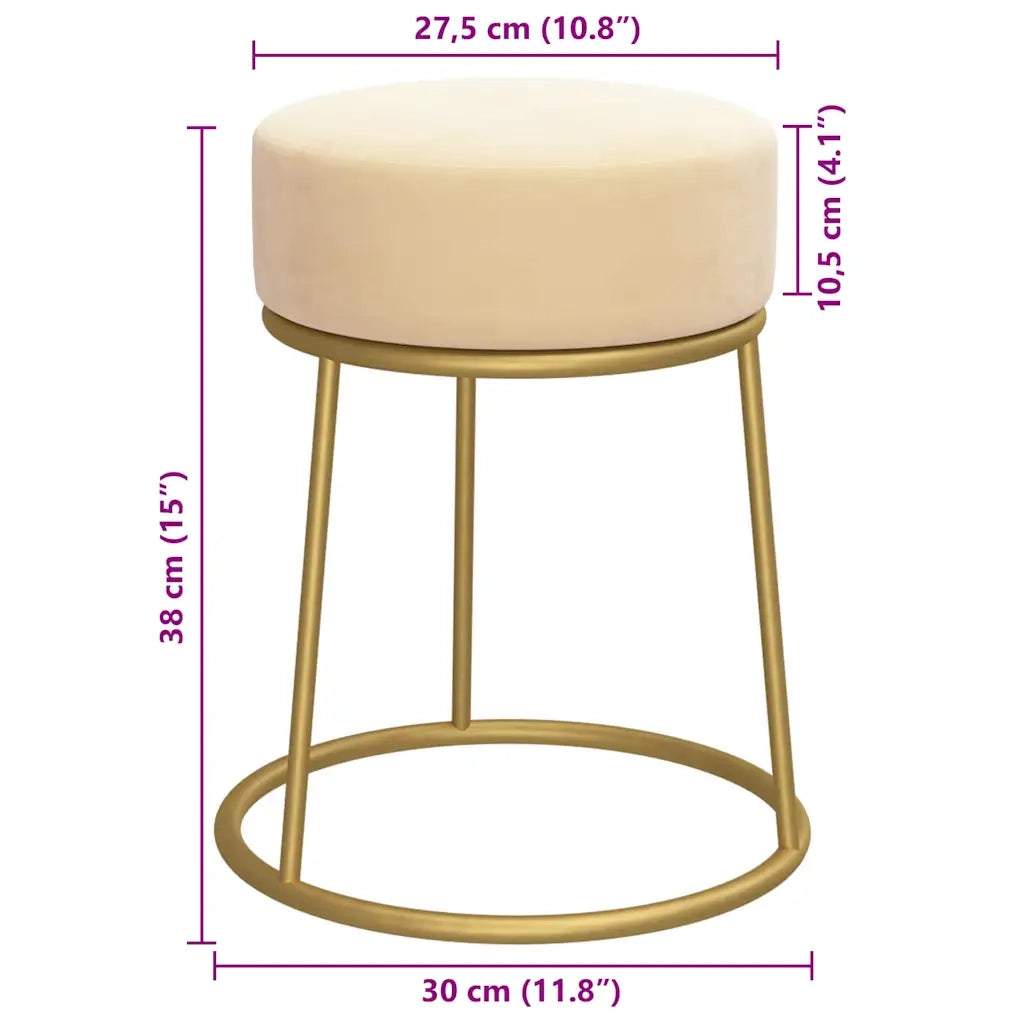 Sgabello Rotondo Albicocca in Velluto 340257
