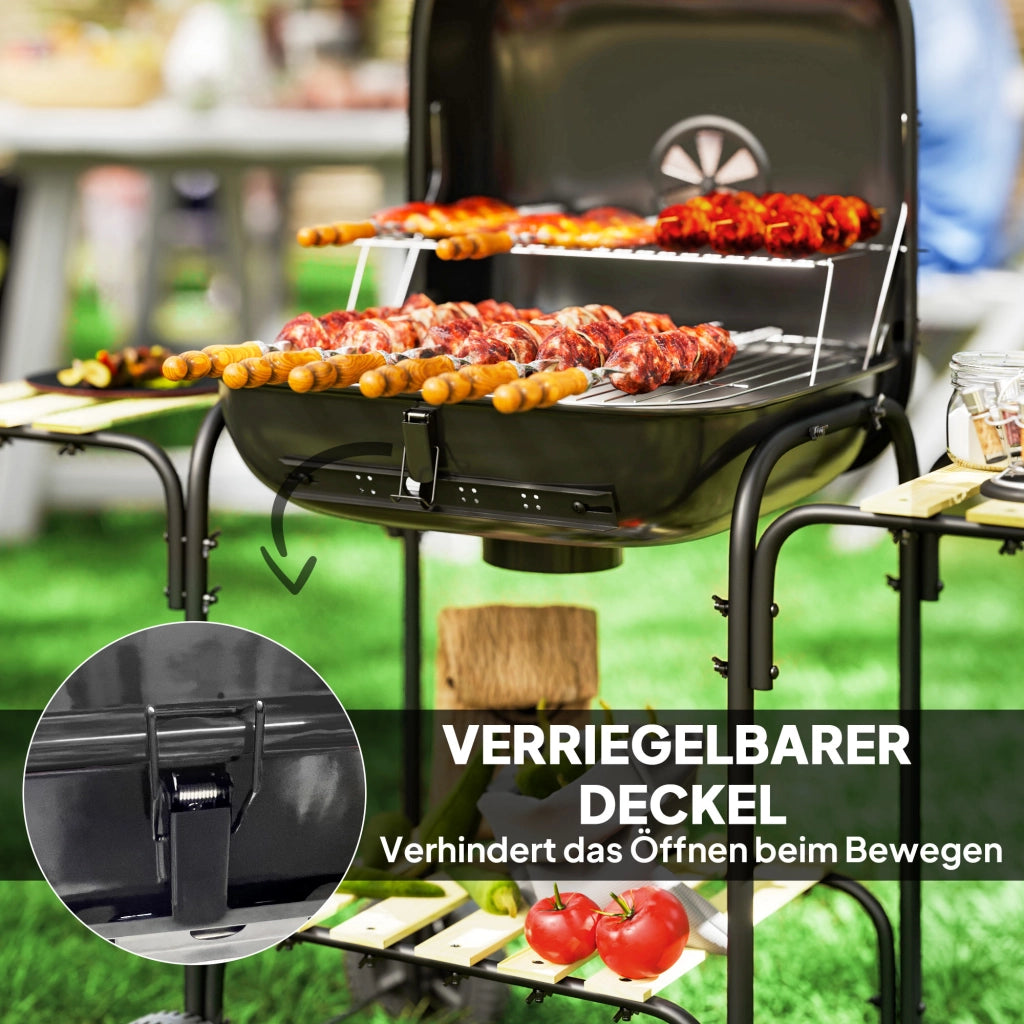 Grill Wagon Barbecue Carbone ¨C zephmum ¨C 98x54x91 cm Nero Acciaio