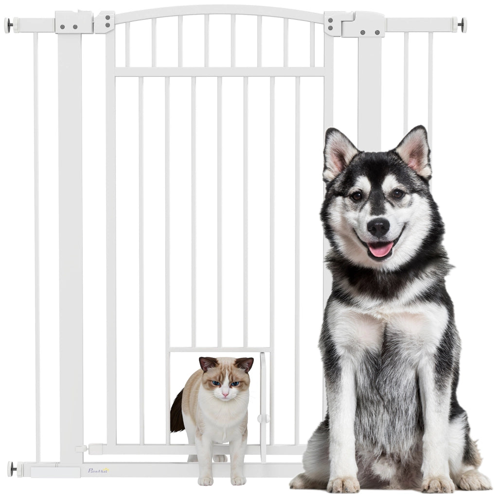 Cancelletto per cani regolabile 76-102cm ¨C Xylo ¨C con porta, bianco