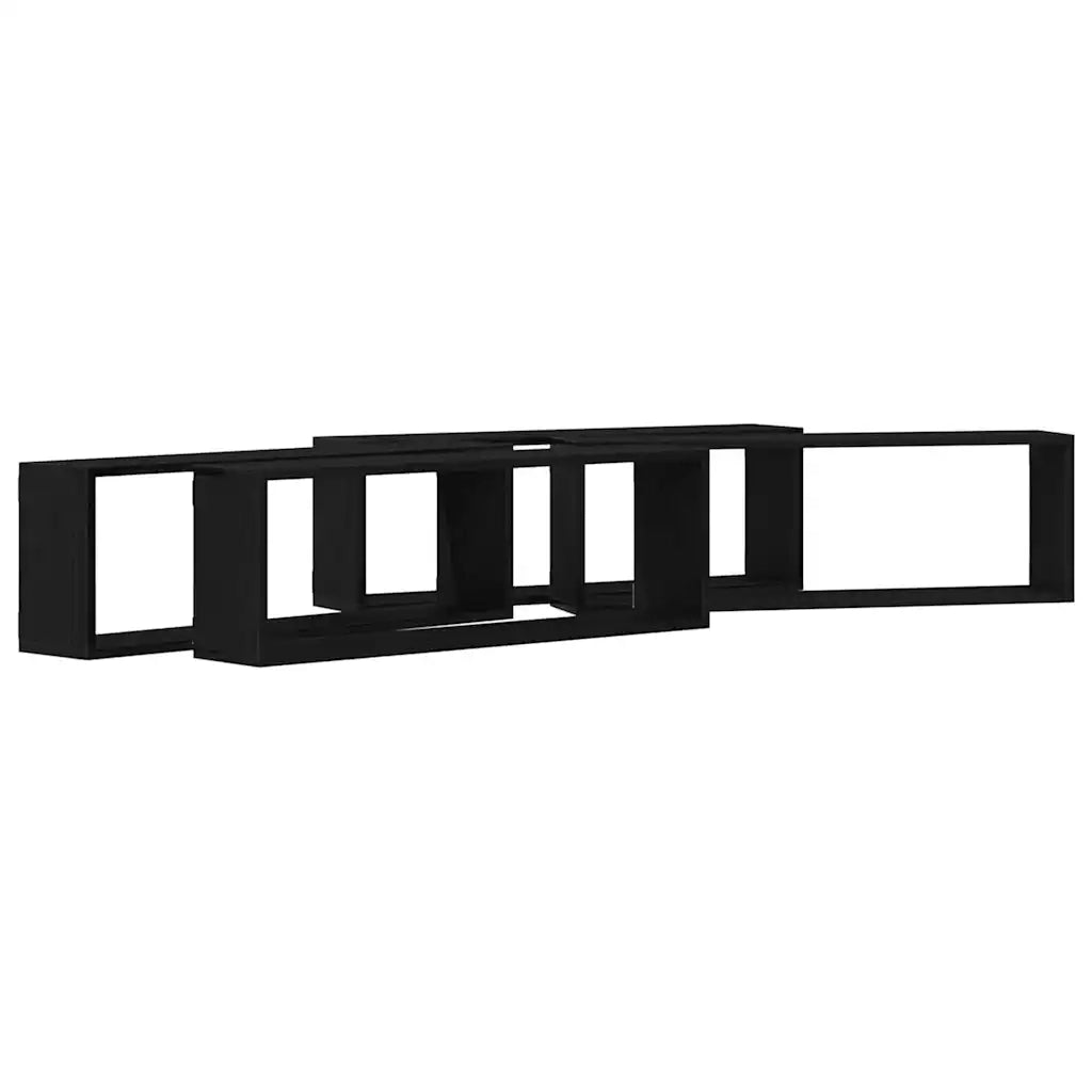4 pz Scaffali da Parete | Mensola sospesa Rovere Nero 80 x 15 x 26 cm