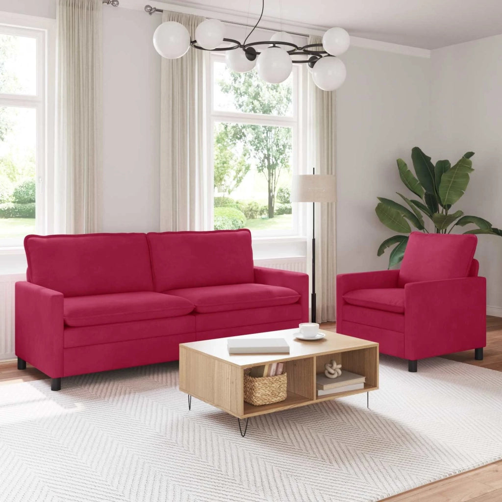 Set di divani 2 pcs Rosso Vino Velluto