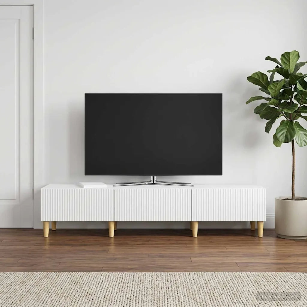 Mobile TV Bianco Lucido 147 x 34,5 x 30 cm Legno ingegnerizzato 894709
