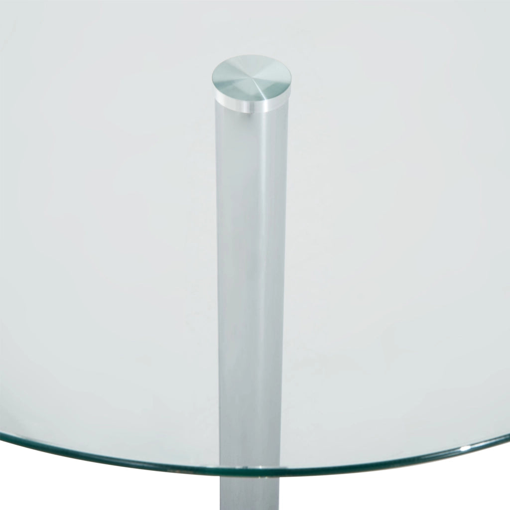 Tavolo da pranzo rotondo per 2 persone ¨C zephmum ¨C vetro temperato argento 120x60x75 cm