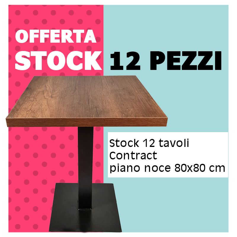 Stock Tavoli 70x70 Contract Noce 12 Pezzi - Kit Base+Tavolo