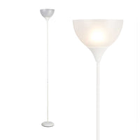 Piantana da Terra Ufficio Soggiorno Metallo Bianco Paralume Trasparente H.185cm E27