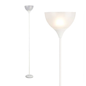 Piantana da Terra Ufficio Soggiorno Metallo Bianco Paralume Trasparente H.185cm E27