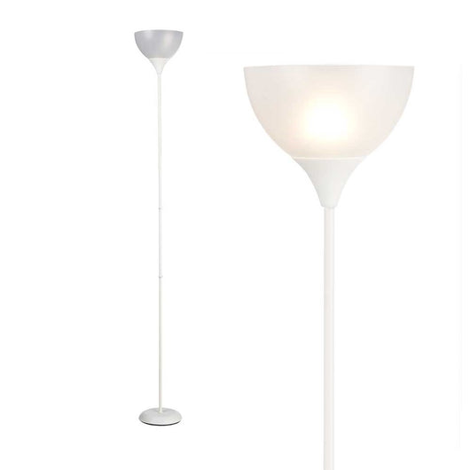 Piantana da Terra Ufficio Soggiorno Metallo Bianco Paralume Trasparente H.185cm E27