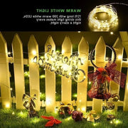 Cavo di illuminazione solare 20 m 200 led 8 modalità impermeabile filo di rame per esterni (caldo bianco)