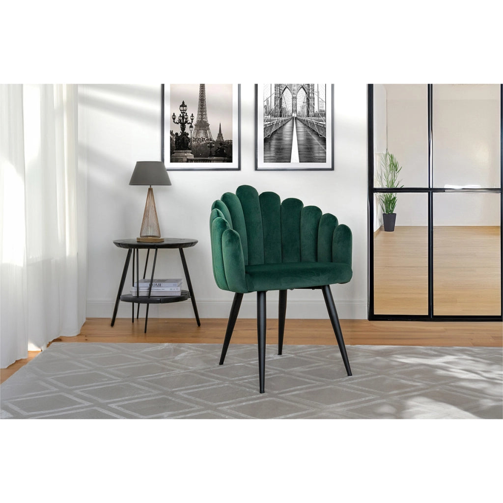 Sedia di design Jeane in velluto verde scuro