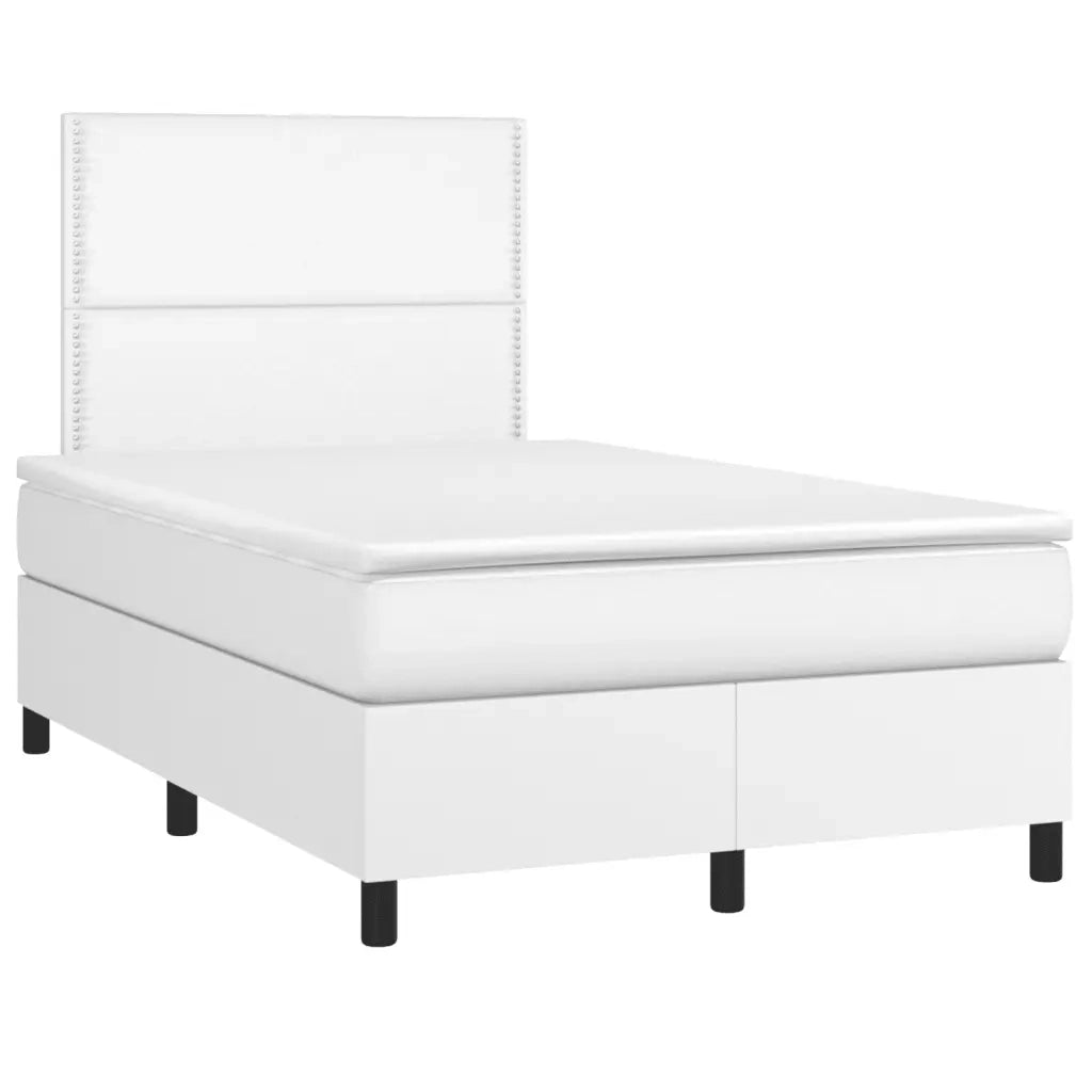 Giroletto a Molle con Materasso Bianco 120x190 cm in Similpelle