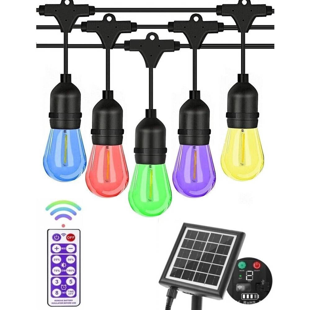 Trade Shop - Catena Luminosa Solare Da Esterno Giardino 10 Mt 10 Lampadine Luce Rgb Mz-lxy -
