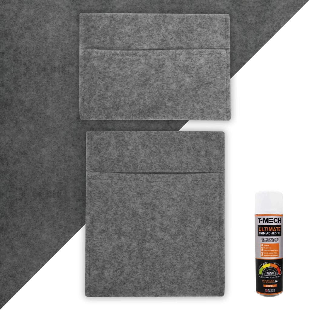 Rivestimento Fodera per Furgoni e 2 Tasche Portaoggetti & Colla Adesiva - Grigio Fumo