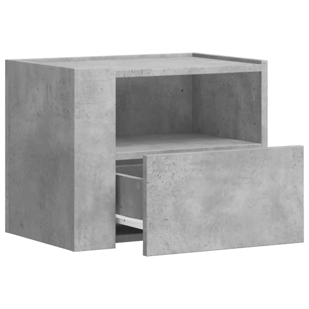 Comodino a Muro-Tavolino da notte sospeso Grigio Cemento 45x30x35 cm 443471