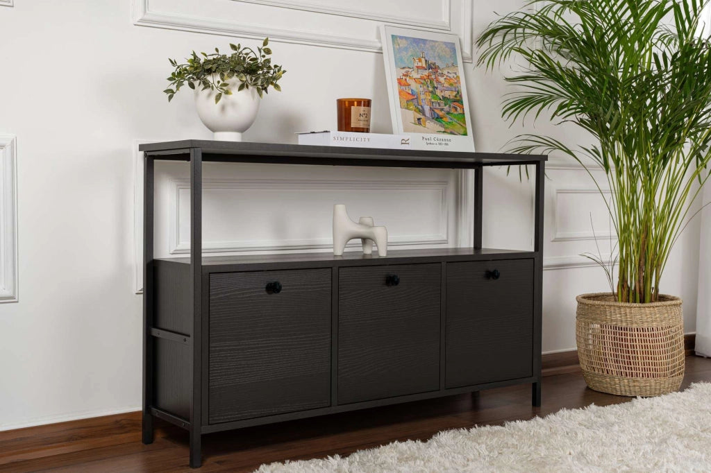 Credenza in legno "Solace" - 120 x 30 x 77 cm - Nero