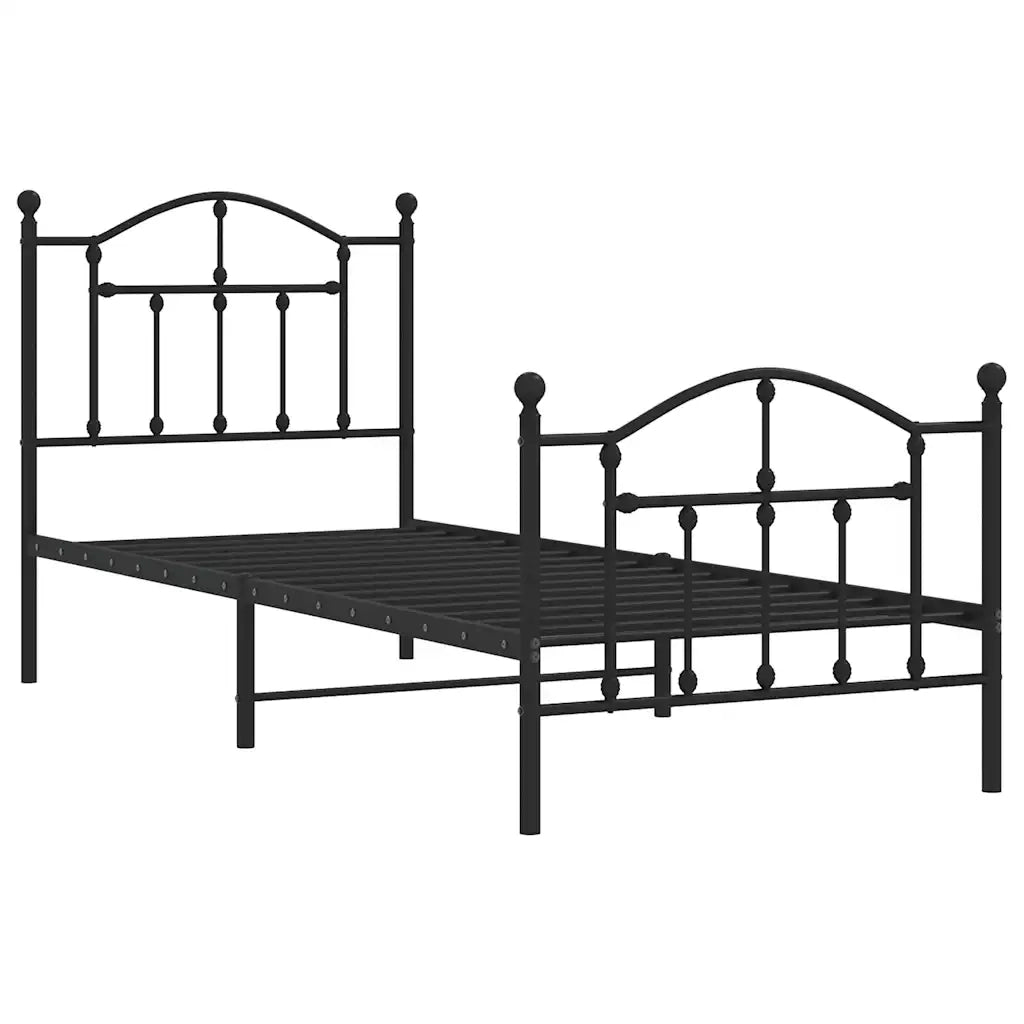 Giroletto con Testiera e Pediera-Struttura Letto Metallo Nero 90x190 cm 854746