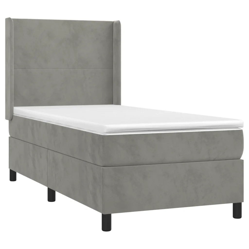 Giroletto a Molle con Materasso Grigio Chiaro 90x200 cm Velluto 3132537