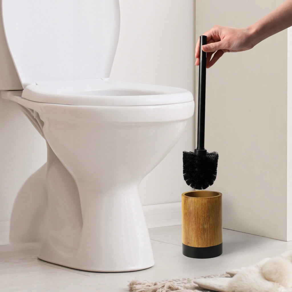 Spazzola per WC KADAX per bagno, effetto legno, marrone, autoportante