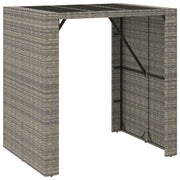 Tavolino da Giardino | Tavolo da Bar con Piano in Vetro Grigio 105x80x110cm Polyrattan