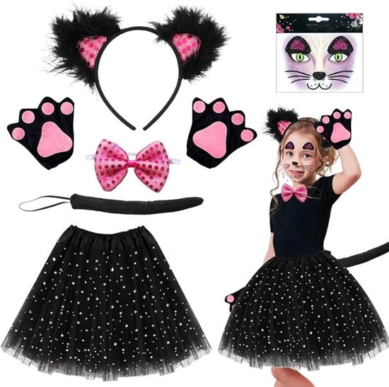 Costume per animali - Code di colore per gatto e coda - Tutu nera - Festa tematica - Carnevale