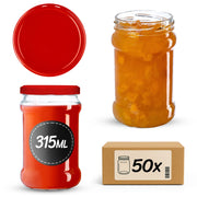 Barattoli per conserve KADAX Seno 315 ml 50 pezzi 66 mm + coperchi rossi